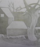 kresba stromu a domu